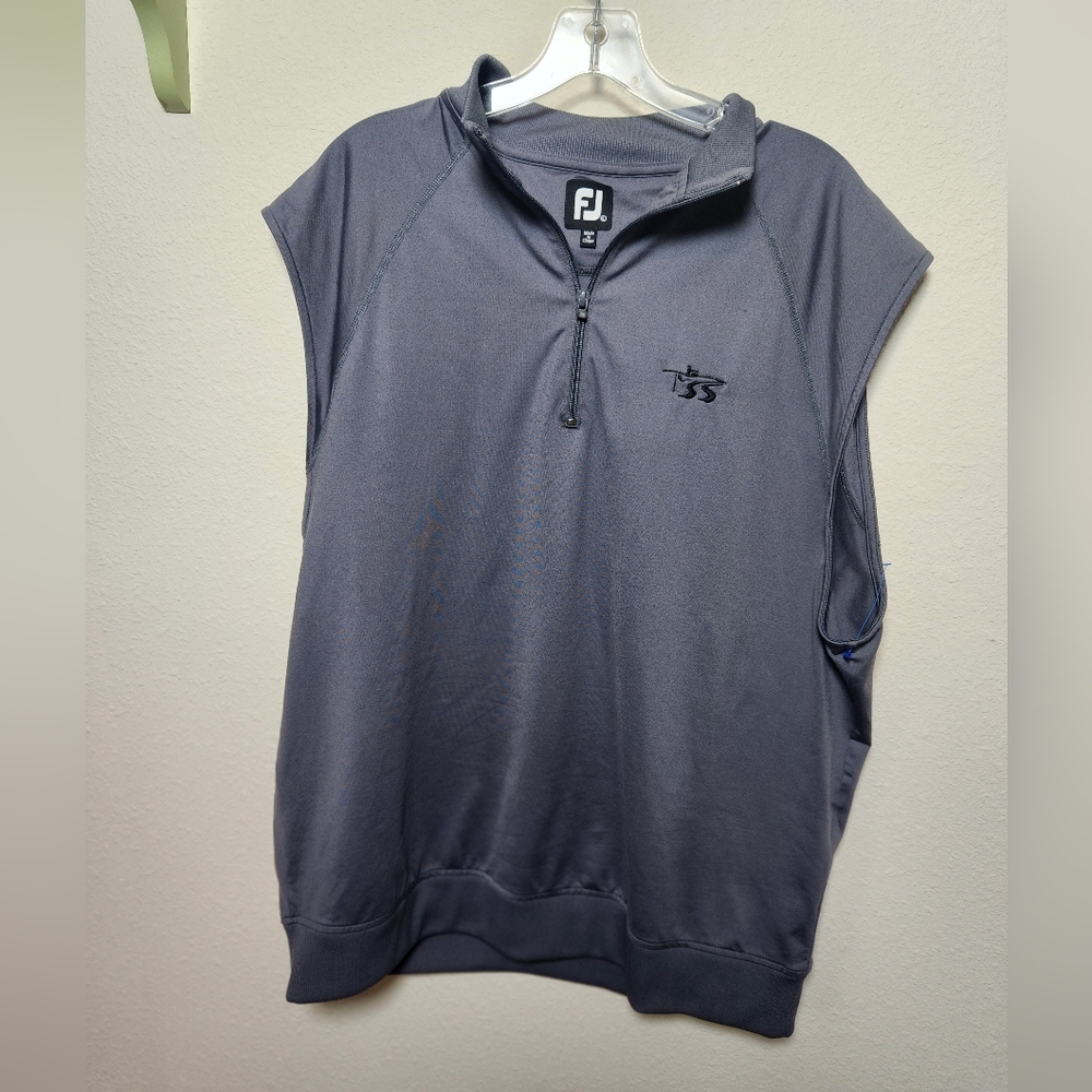 Footjoy Sleeveless Men L Gray 1/4 Zip Pullover Golf Shirt Embroidered Logo Layer